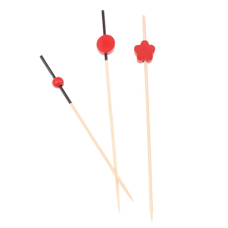 100pc12cm Heart Bamboo Pick Buffet Cupcake Fruit Fork Party Dessert Salad Stick Cocktail Skewer for Wedding Decor
