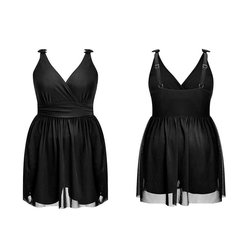 2024 Цветочный купальник большого размера слитный для женщин - Юбочный стиль