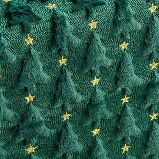 Green Christmas Tree Table Runner 13x72 In Soft Plush Faux Fur Jacquard Table Runner for Holiday Kitchen Dining Table Decor