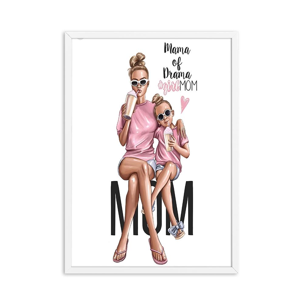 Модная настенная живопись на холсте для мамы, принцесса для девочек, постеры с скандинавским принтом, семейная любовь, настенные панно для украшения гостиной