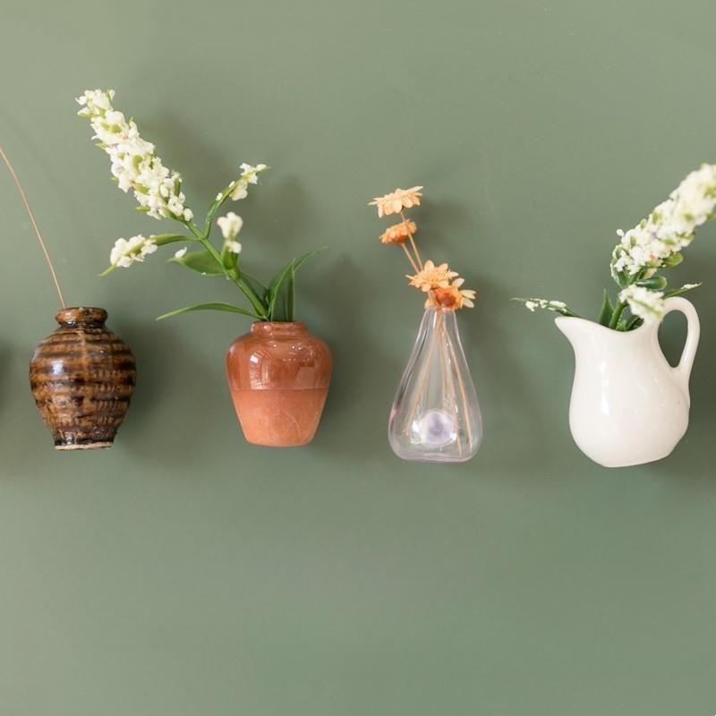 Small Fridge Magnet Decoration Mini Ceramic Vase Micro Landscape Ornament fridge cute magnets place flower arrangements
