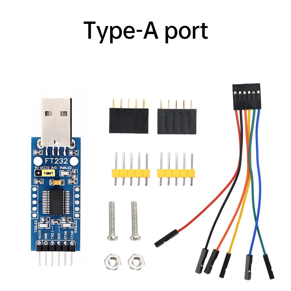 USB-to-TTL Модуль последовательной связи FT232 Ft232Rl Чип Синяя плата Тип-A/Тип-C/Mini USB/Micro USB to TTL для Arduino