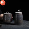 Hi Japanese Ceramic Sealed Tea Caddy Coarse Pottery Large Vintage Spice Jar Tank Food Container