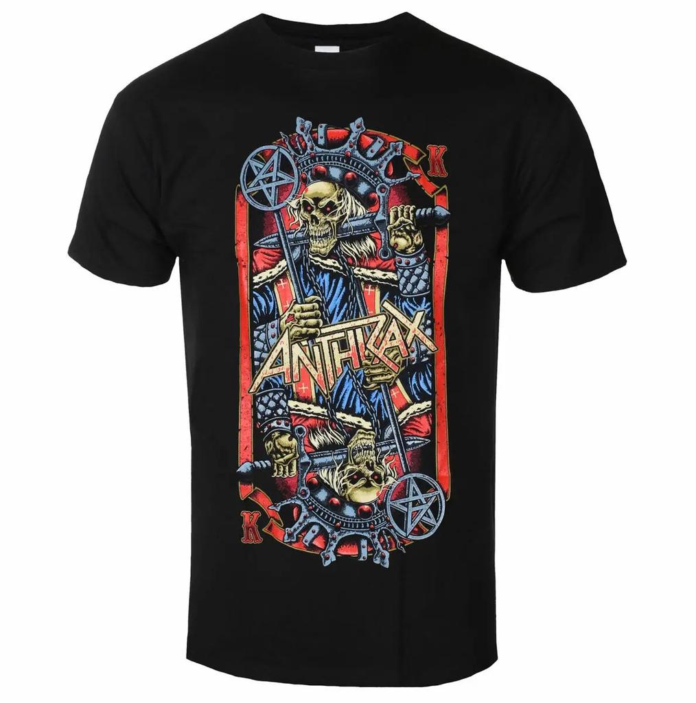 Хлопковая футболка с принтом черепа, связанная с группой ANTHRAX, свободная и удобная, подходит как для унисекс, так и для женщин