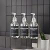 500ml Transparent Shampoo Conditioner Bodywash DIspenser Bottle Wall Mounted Bathroom Decor Soap Bottle with Sticker