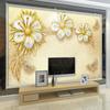 3D фотообои Современные золотые роскошные бриллиантовые цветочные украшения для гостиной, спальни, дивана, телевизора, фона, стены, домашнего декора, фрески