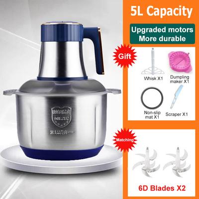 Электрические мясорубки 5L Пищевая дробилка 6S Нержавеющая сталь Многофункциональная овощерезка Процессор Измельчитель Кухня