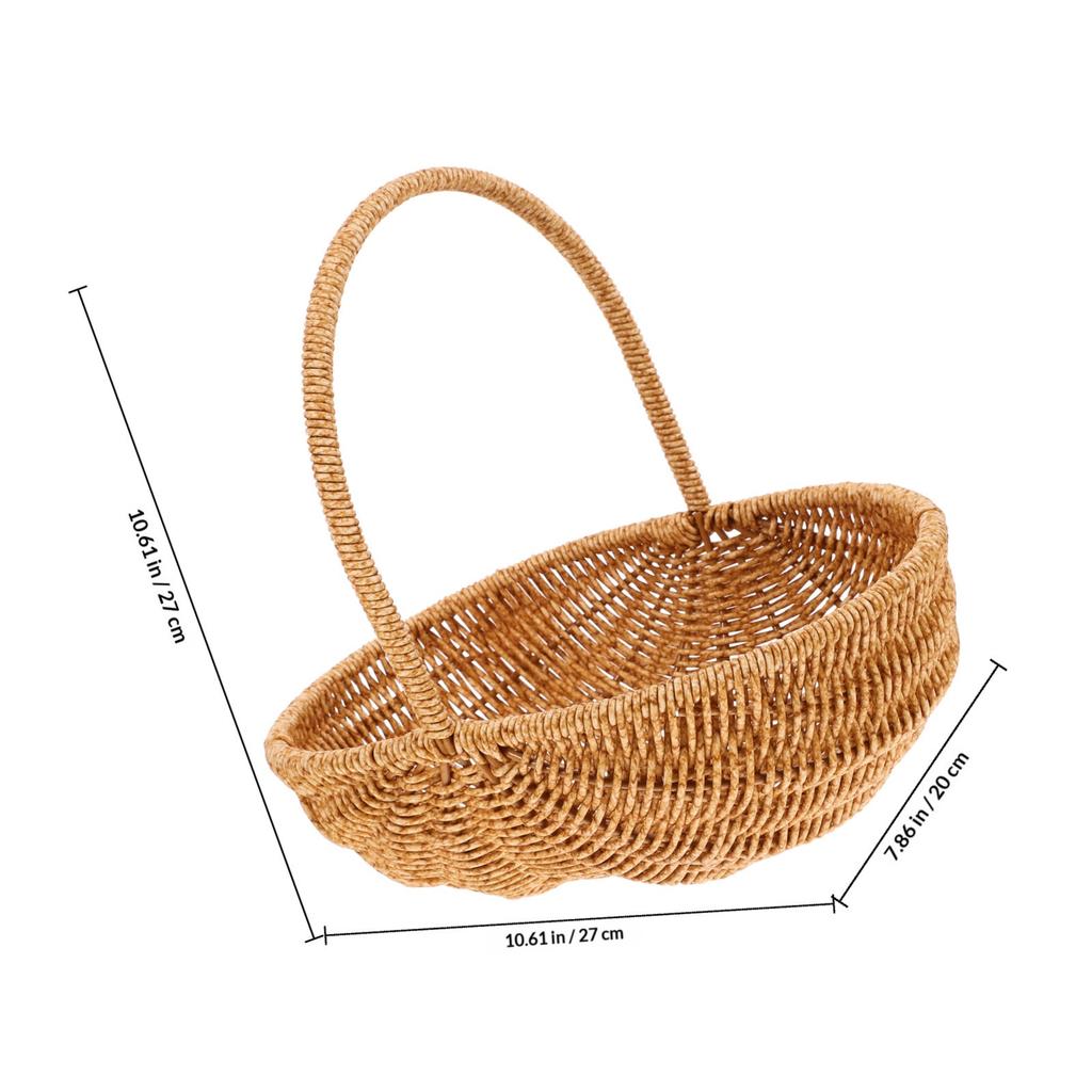Portable Hand Woven Storage Basket Imitation Rattan Picnic Basket Fruit Vegetable Bread Holder Woven Baskets Fruit Container