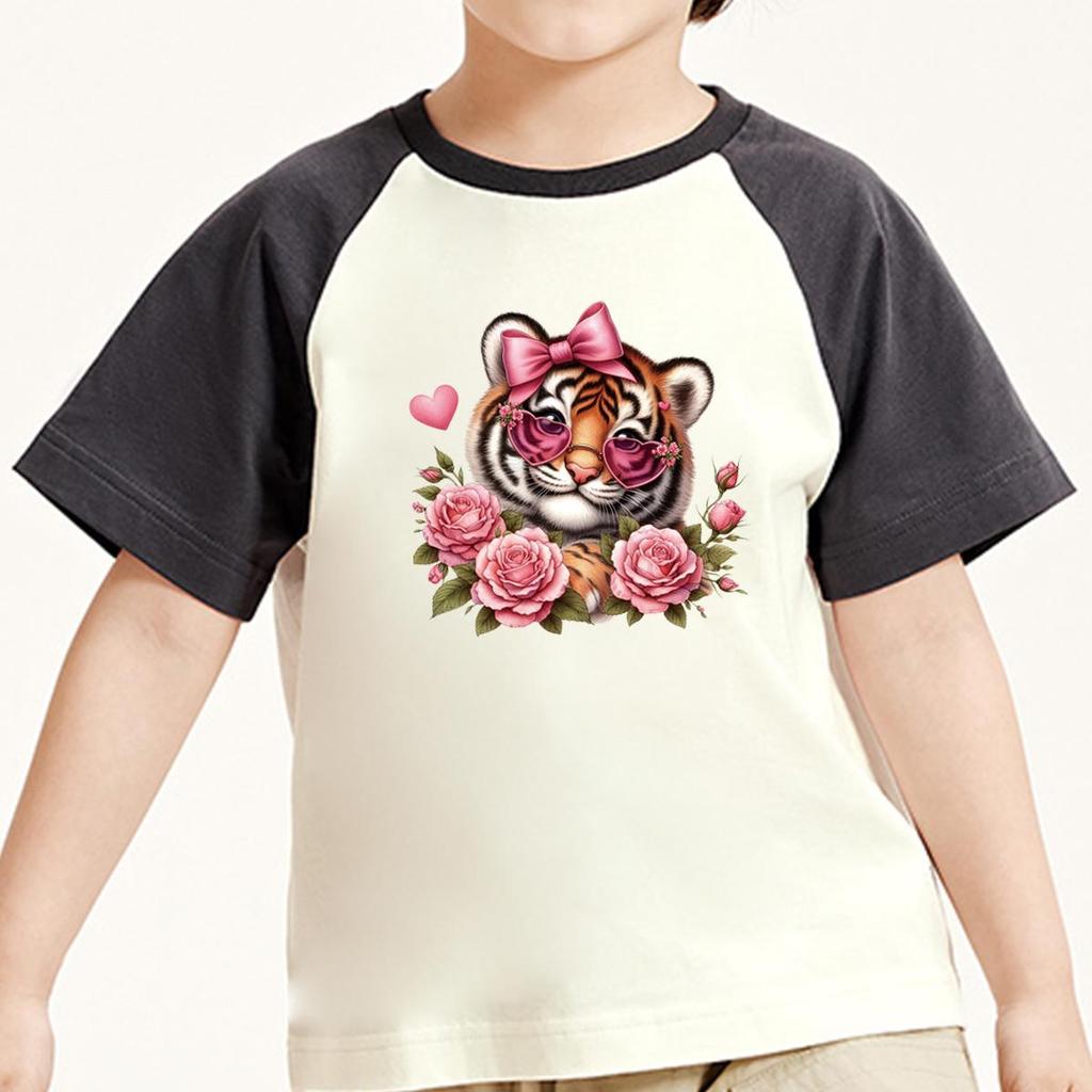 Animal Flowers Thermal Patches Clothing Cartoon Deer Cat Tiger Thermal Press Vinyl Hoodies Tops Washable Diy Thermal Stickers