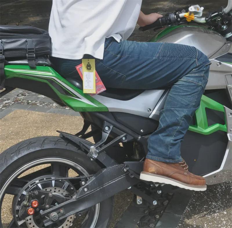 Мужские облегающие джинсы для мотоциклистов с наколенниками - брюки для езды на весну и осень