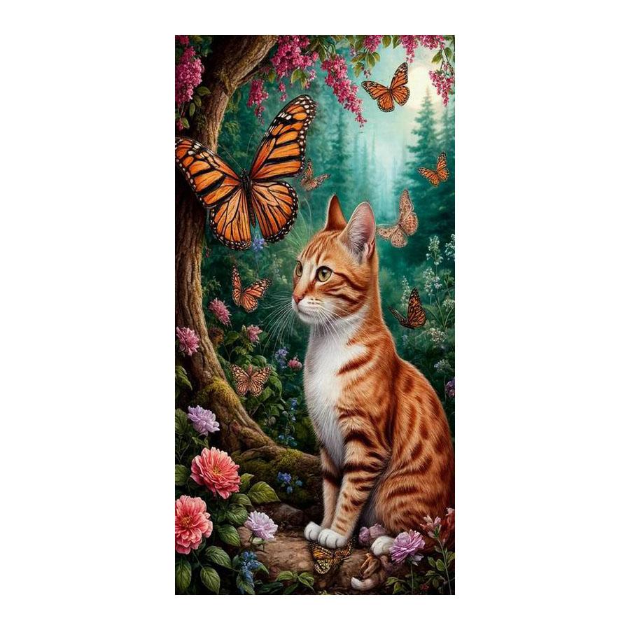 Cat and Butterfly Large Size Diamond Painting New Collection Animals Diy Full Drill Rhinestone Embroidery Mosaic Cross Stitch Kits