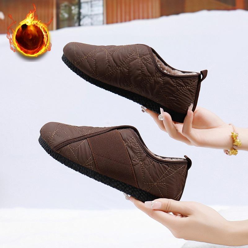 Женские зимние туфли на плоской подошве с подкладкой из искусственного меха, легкие нескользящие домашние туфли на плоской подошве для дома и улицы, повседневные теплые туфли-лоферы с круглым носком для женщин
