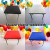Elastic Square Table Cover Solid Color Table Protector Durable Stain-Resistant Tablecloth  Banquet