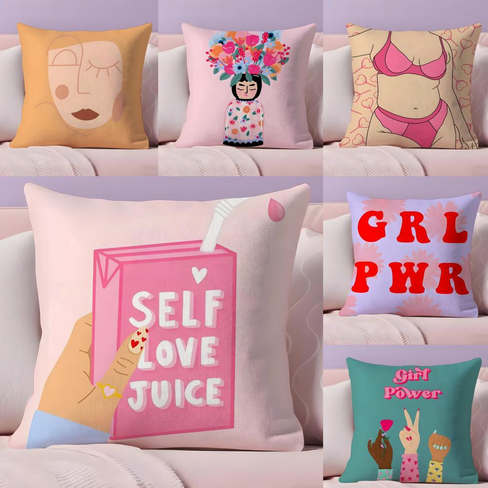 Feminist Girl Power Inspirational Quote Cushion Cover Plush Fabric Soft DoubleSided Printed Sofa Winter Home Gift Pillow Cover