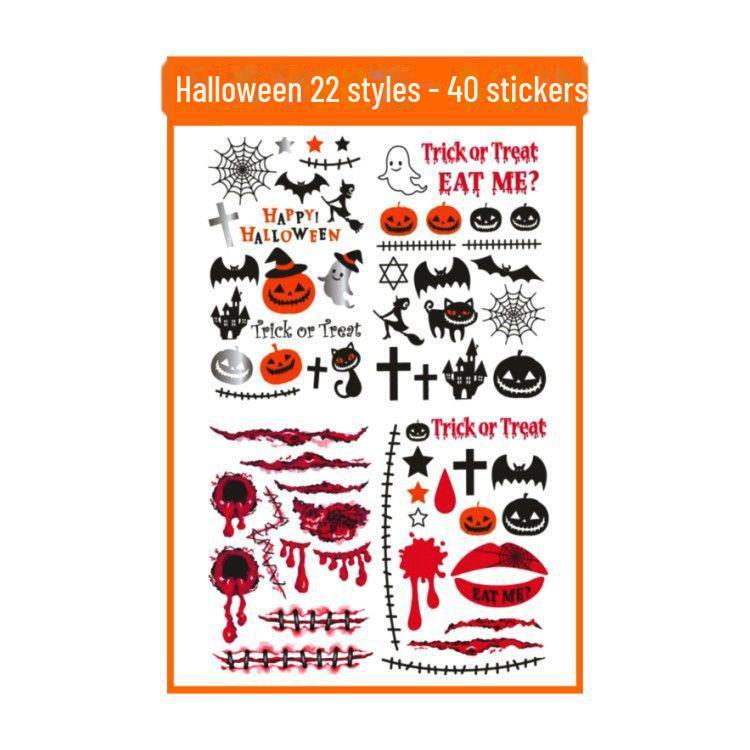 Детские наклейки-татуировки с героями мультфильмов на Хэллоуин — милые тыквы, привидения, черепа, водонепроницаемые и прочные