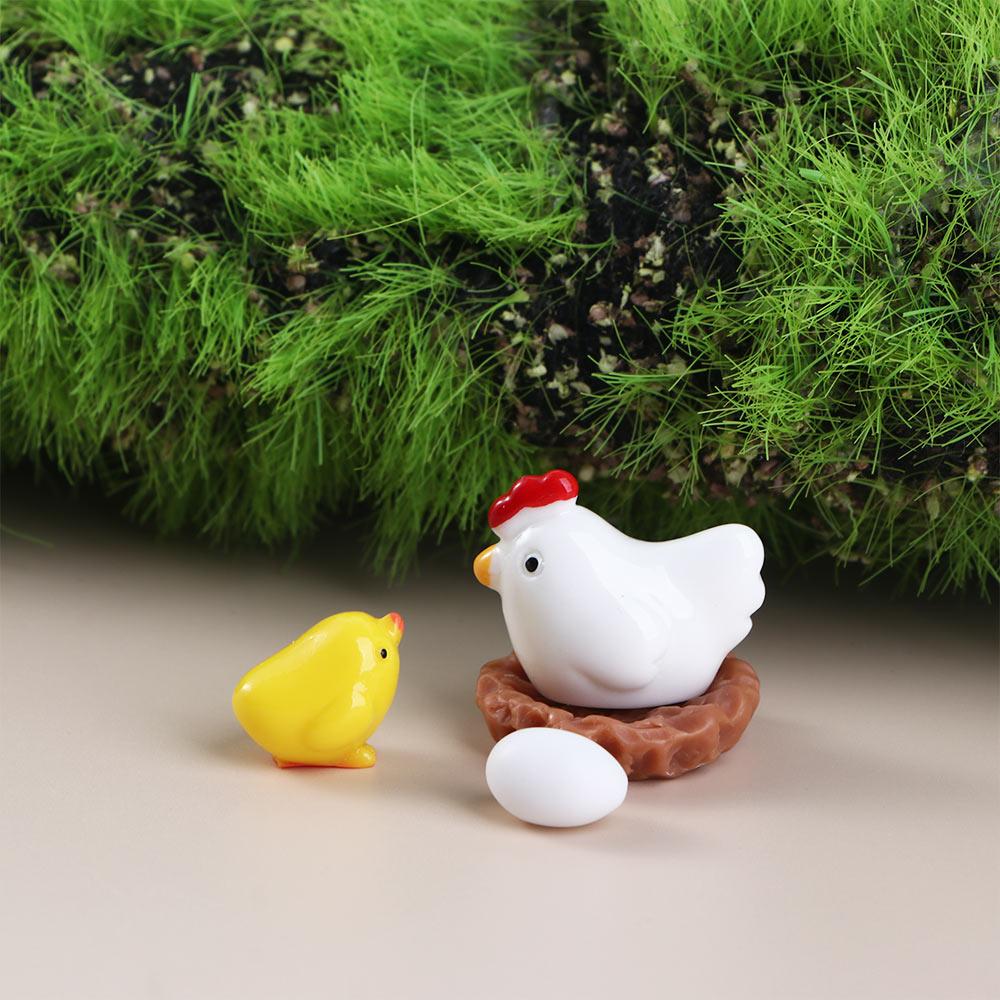 Lovely Mini Micro Landscape Resin Hen Chick Egg Henroost Decoration Miniature Figurine Ornament