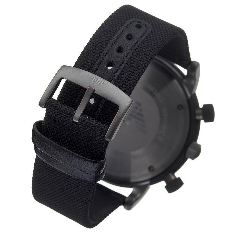Emporio Armani Luigi Men's Quartz Chronograph Watch Grey (dark charcoal) Dial Fabric (nylon) Strap 46mm AR11409