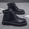 Men Leather Shoes High Top Boots Fashion Motorcycle Ankle Boots Men Winter Boots Man Shoes Lace-Up Botas Hombre Autumn Hot Sale
