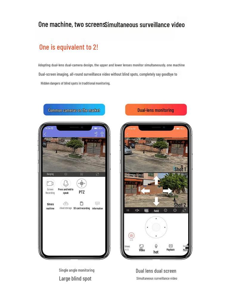 V380 Уличная Водонепроницаемая HD Ночное Видение Беспроводная 4G Двойная Камера для Домашнего Мониторинга