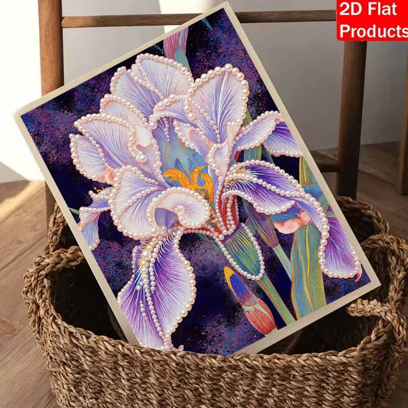 Pearl iris flower painting handmade creative projects. home wall decoration.