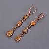 Ethiopian Opal Stone Copper Wife Gift Electroformed Dangle Drop Earrings Jewelry V-102