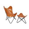 Butterfly Chair/Ottoman - Handmade Openable Leather Lounge Chair & Stool