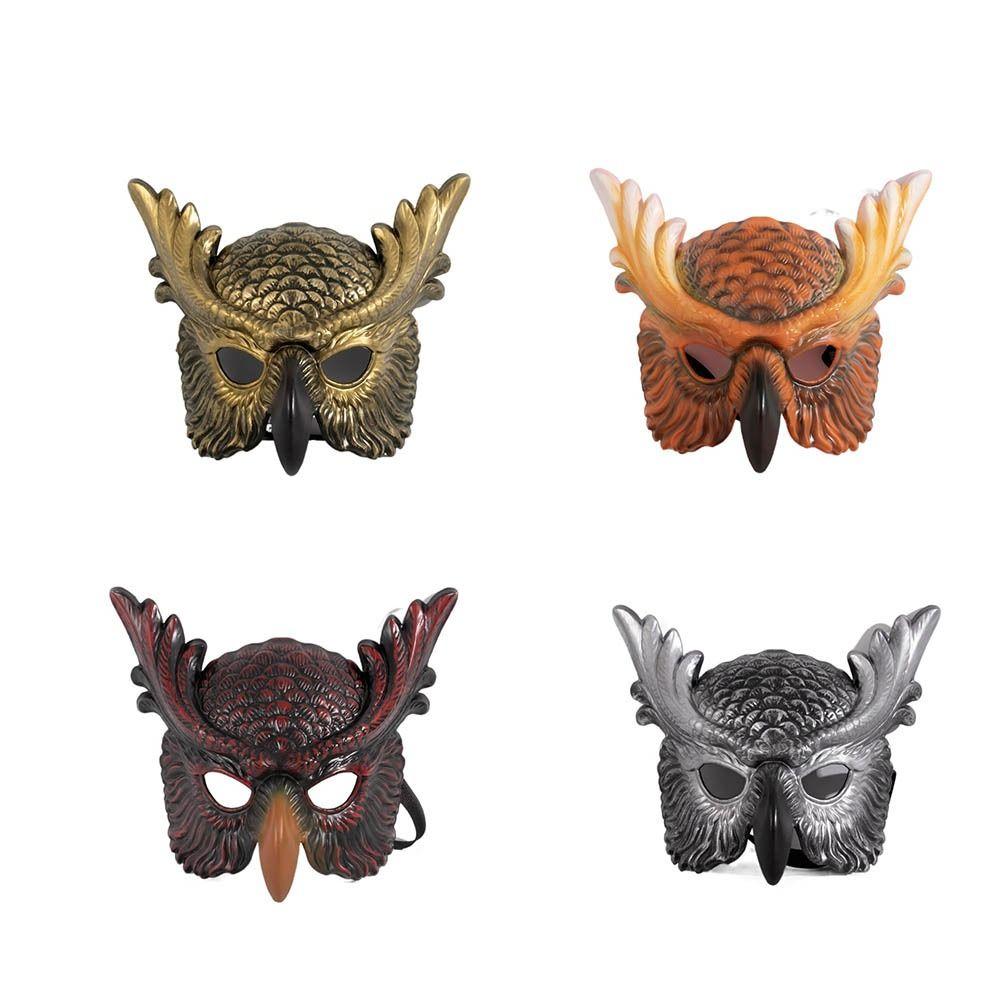 Scary Style Full Face Mask PP Material Animal Head Mask Full Face Cover Owl Mask Mardi Gras