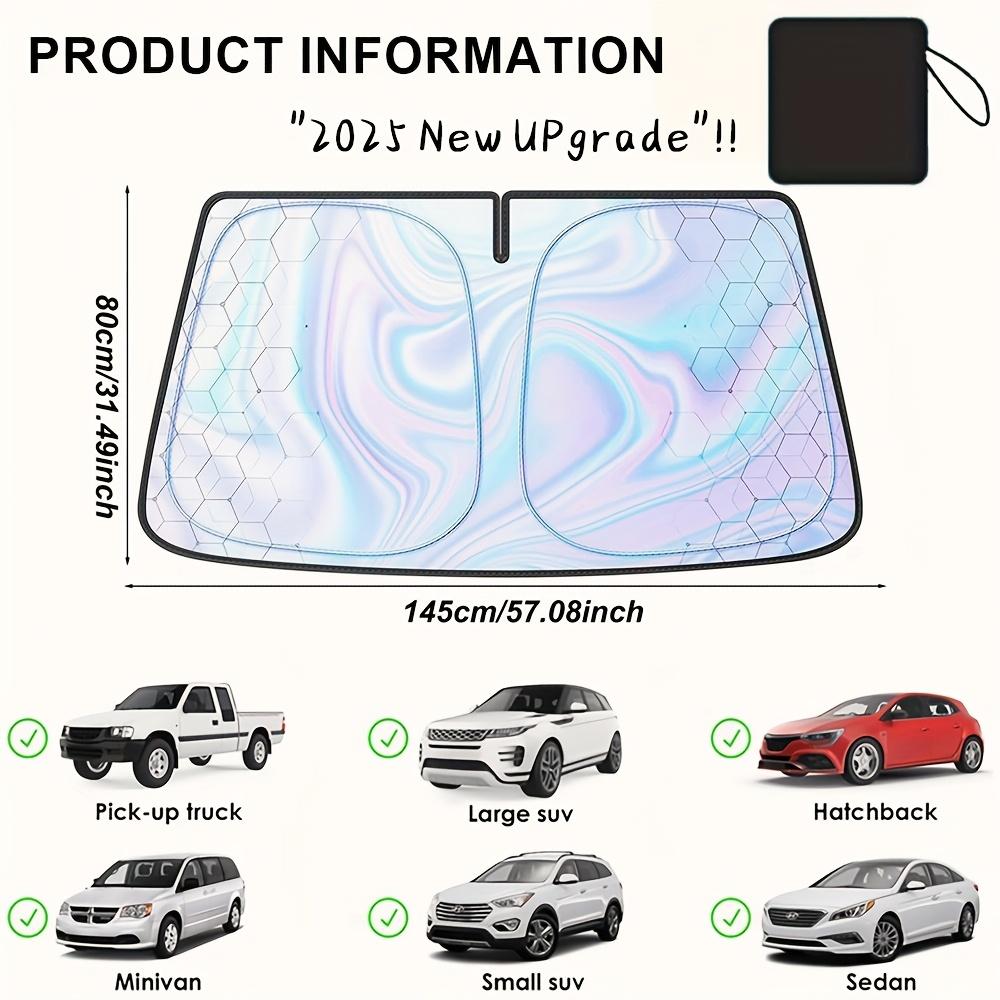 Car Windshield Laser Sunshade UPF 100 Plus UV Protection Foldable Front Window Sun Visor for SUV and MPV