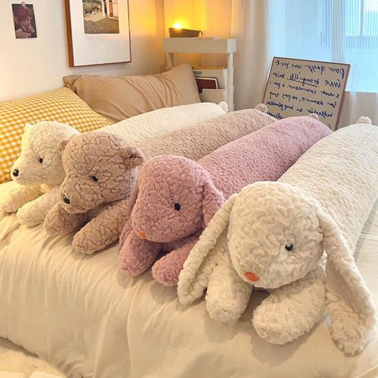 Длинная подушка Длинная форма тела Дизайн кролика и медведя Плюшевая подушка для тела Мягкая ткань из овечьей шерсти Поддержка Подушка для сна Домашний декор