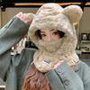 Fleece Thick Mask Scarf Integrated Cycling Warm Women's Scarf One-piece Plush Bear Ear Hat Men