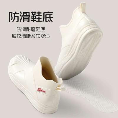 Новые модные дождевые туфли с неглубоким вырезом, женские летние нескользящие и износостойкие флисовые теплые короткие водные туфли, кухонная рабочая обувь, верхняя резиновая обувь