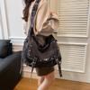 Retro Embroidered Lazy Wind High-capacity Bag  Water Washable  Old Rivet Hottie Crossbody Shoulder Bags