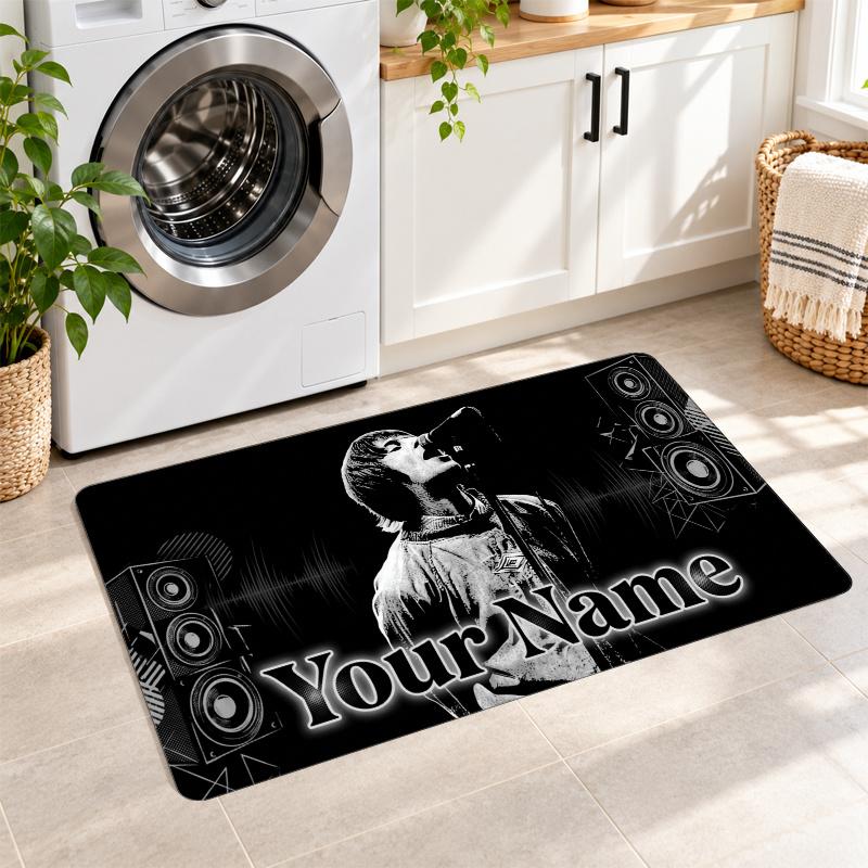 Oasis Custom Text Flannel Floor Rug Soft Kitchen Mat Personalized Non Slip Carpet