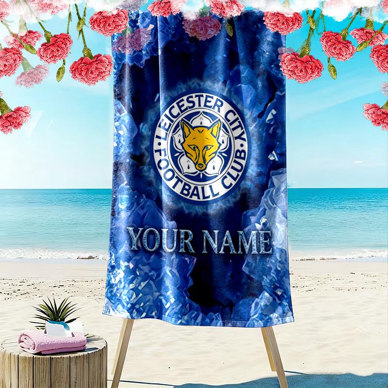 Name Custom Leicester City FC Logo Print Beach Towel, Large Soft Quick Dry Towel for Beach Camping Swimming