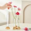Hydroponic Plants Test Tube Vase Clear Flower Vase with Wooden Stand Table Centerpiece Plants Propagation