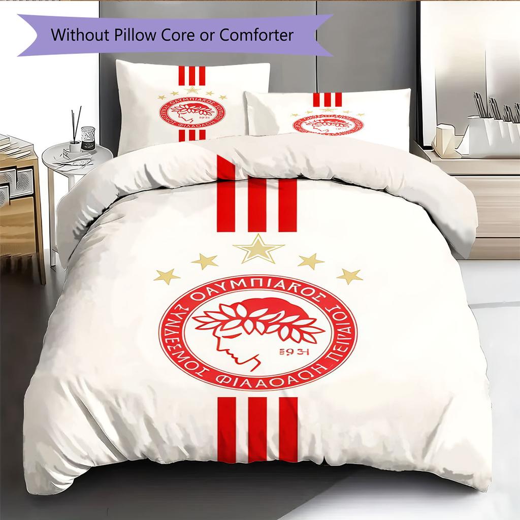 Olympiacos Bedding Quilt Set Quilt Cover Pillowcase Home Decoration Birthday Gift (1 * duvet cover + 2 * pillowcase, without core)