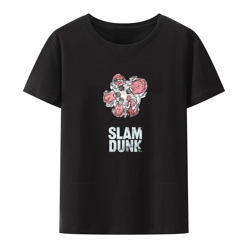 Футболка унисекс Y2k, футболка из чистого хлопка с короткими рукавами SLAMDUNK с буквенным принтом, дышащая, удобная и минималистичная