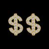 ZAKOL Блестящие серьги-пусеты в форме доллара со стразами в стиле хип-хоп и рок, инкрустированные цирконом, модные, для вечеринок, с цирконом для женщин и мужчин