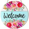 Деревянная подвесная табличка с цветком, Приветственная акварельная цветочная дверная табличка, Круглая фермерская рустикальная подвеска на входную дверь, 11,8"X11,8"