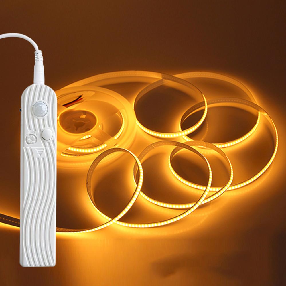 Smart COB LED Strip Light With Motion Sensor Adjustable Night Light For Bedroom Bed Headboard DIY Decor Lighting