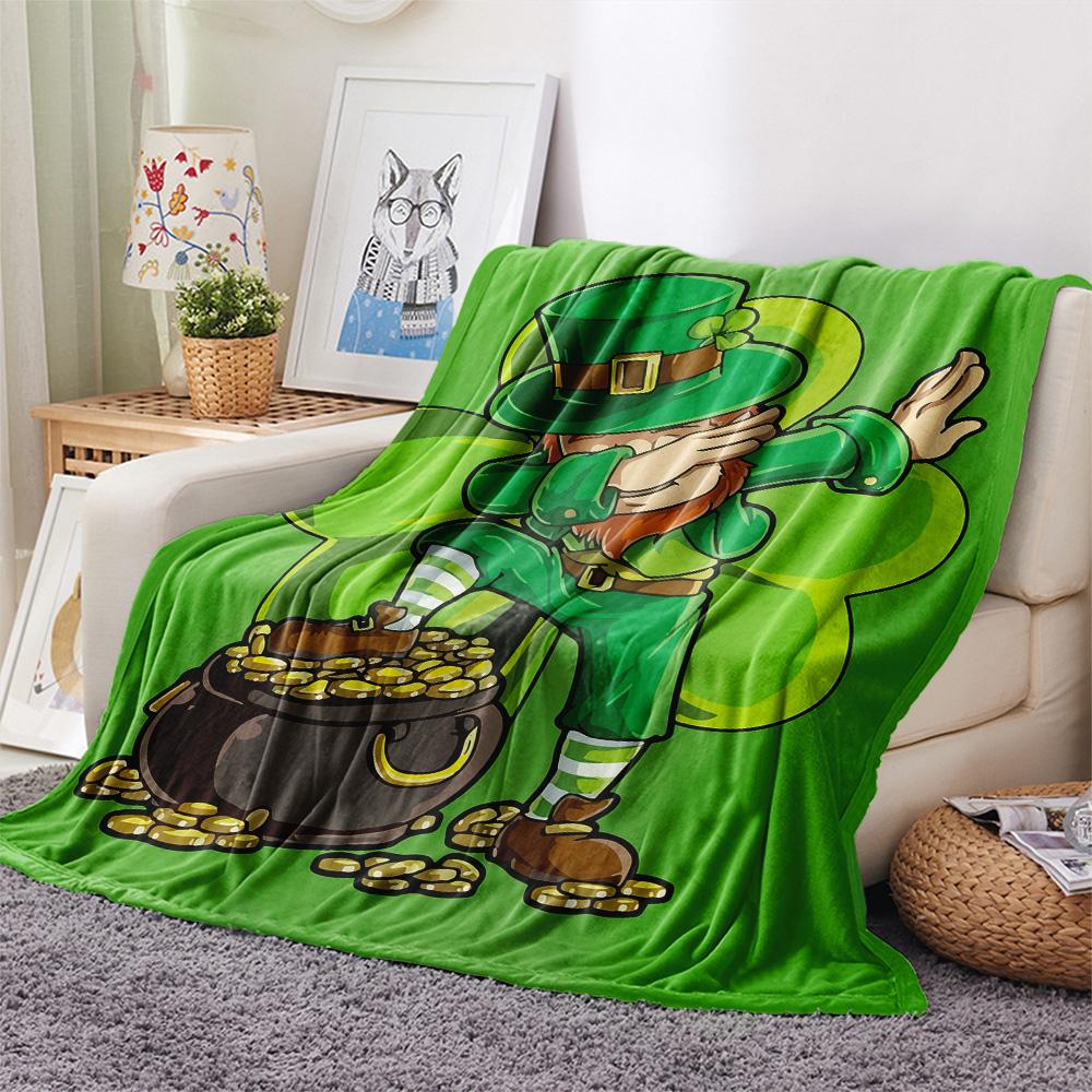 St. Patrick's Day Print Flannel Blanket, High quality Comfortable for All Seasons, Home Decor, Warmth and Comfort