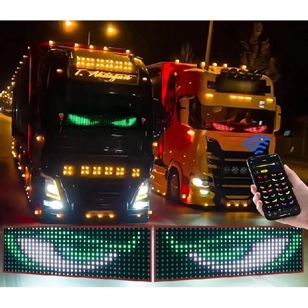 New APP Control LED Truck Car Devil Eye Light Scrolling Pixel Panel For Board Windshield Free Custom Text 12V 24V 120/150/200cm