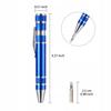 Pocket-Sized Precision Screwdriver With 8 Bits In The Shape Of An Aluminum Pen