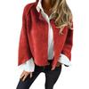 Winter Women Jacket Round Neck Thick Fleece Open Stitch Short Type Cardigan Long
