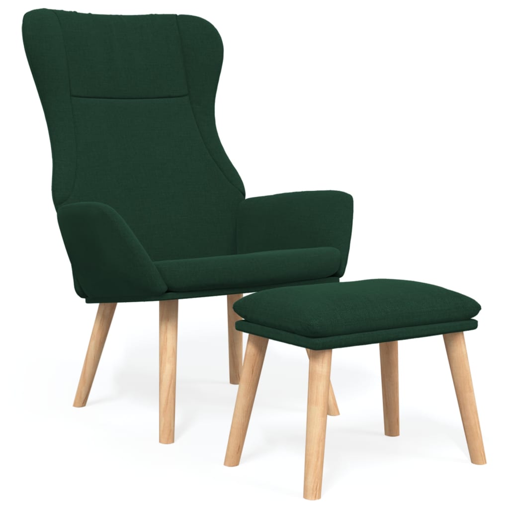 Recliner Chair with Ottoman Dark Green Fabric