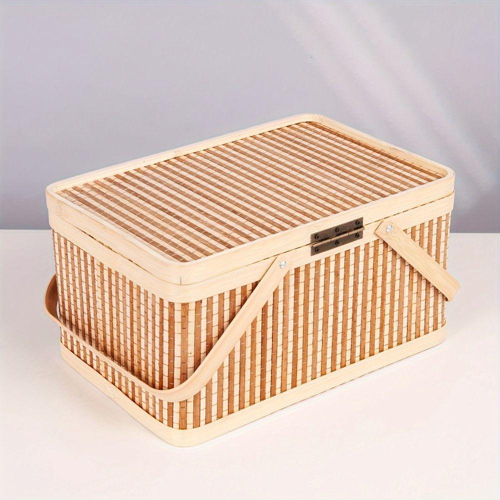 Chinese Style Moon Cake Box Vintage Bread Storage Basket Bread Organizer Egg Container Camping
