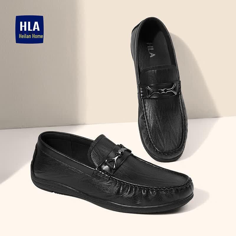 HLA Мужские лоферы без шнуровки, мягкая подошва, кожаные