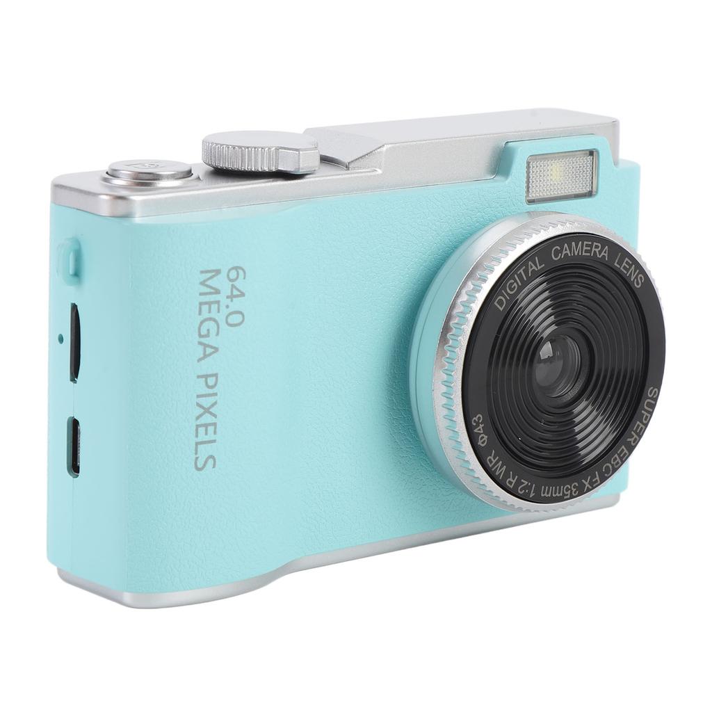 4K Digital Camera 64MP HD 2.4 Inch IPS Screen 16x Digital Zoom Compact Travel Camera with Built in Mic for Teens