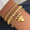 3 Pieces Of Women's Round Bead Bead Love Bracelet Creative Multi-layer Pendant Bracelet Party Gift
