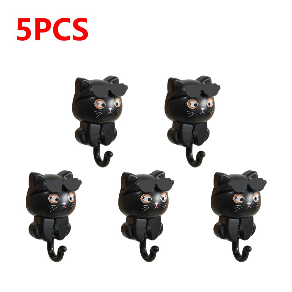 1-5 шт. Креативный мультяшный крючок в виде кошки, самоклеящийся, милый кошачий держатель для ключей, крючки для пальто, шарфа, шляпы, полотенца, ключей, сумки, настенный декор